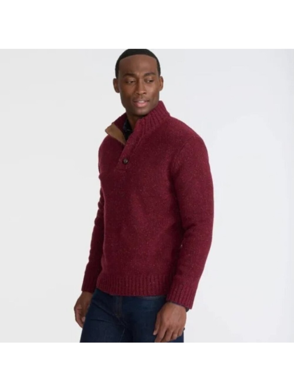 UNTUCKit burgundy Lambswool blend button down sweater size XL Vangone